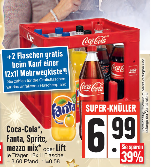 Coca Cola Kasten 12 x 1 l PET Mehrweg