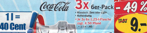 PreisWahnsinn Lidl verhämmert CocaCola inside Getränke